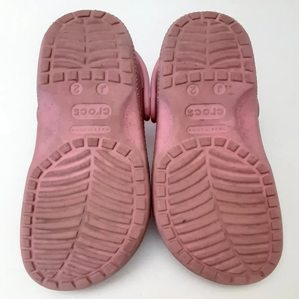 Crocs Clogs Juniors 2 Light Pink Glitter Slip On Water Shoes Girls Summer Ballet